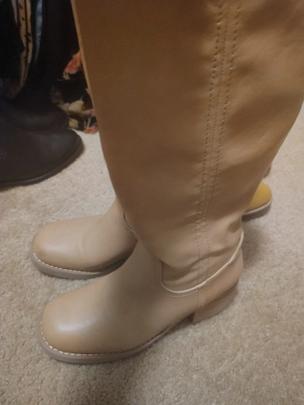 Women's Tall Tan Leather Riding Boots